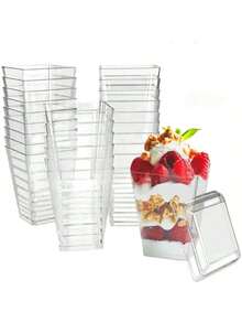 100pcs 5oz Plastic Dessert Cups With Lids And Spoons, Clear Parfait Cups, Pudding Cups, Mini Party Serving Cups For Appetizers, Fruit, Yogurt, Ice Cream, Suitable For Christmas, Halloween And Other Occasions