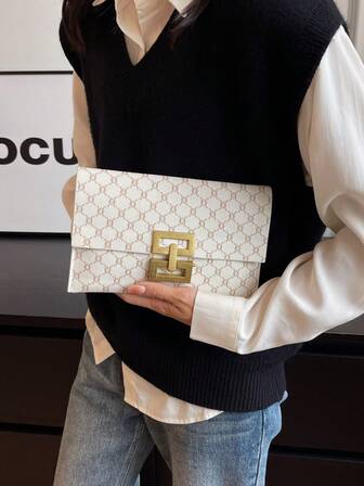 حقيبة كلاتش ذات نمط زهري أنيق، حقيبة مسائية ذات سعة كبيرة للنساء