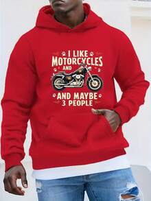 sweat-shirt à capuche oversize pour hommes avec imprimé moto et patte de chien - Coupe ample et décontractée, manches longues, polyester non extensible, motif géométrique, sweat-shirt à capuche décontracté, GRANDE TAILLE - Noir - Voir 4