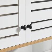 SoBuy BZR42-W Wall Cabinet With Louvre Doors Wall Cabinet Bathroom Cabinet Kitchen Cabinet Medicine Cabinet Bathroom Furniture White-Natural W X H X D Approx: 60 X 56 X 19 Cm - White - View 10