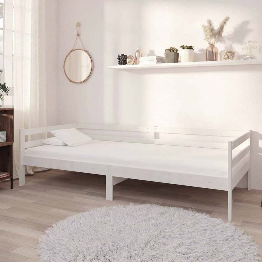 vidaXL Tagesbett Mit Matratze 90x200 Cm Weiß Kiefer Massivholz - White - View 1