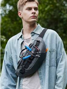 Geantă de piept crossbody multifuncțională pentru exterior, cu un singur umăr, nouă pentru bărbați, capacitate mare de depozitare multistrat pentru naveta, călătorii, geantă de talie sport, geantă pentru echipamente în aer liber rezistentă la uzură și portabilă