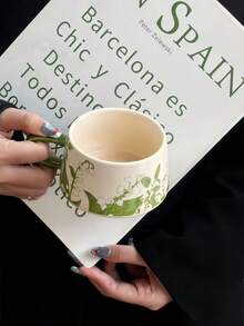 1 Juego de tazas de café de cerámica con diseño pintado a mano de carillón de viento, tazas de café románticas francesas, tazas para bebidas como leche, jugo y té de la tarde, adecuadas como recuerdos para la sala de estar, comedor, cafetería y pastelería