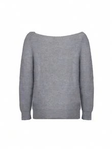 Women Solid Color Long Sleeve Casual Knitted Sweater - Grey - View 2