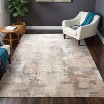 1pc Vintage Bohemian Abstract Style Area Rug, Suitable For Living Room, Bedroom, Home Office, Bedside, Home Decor