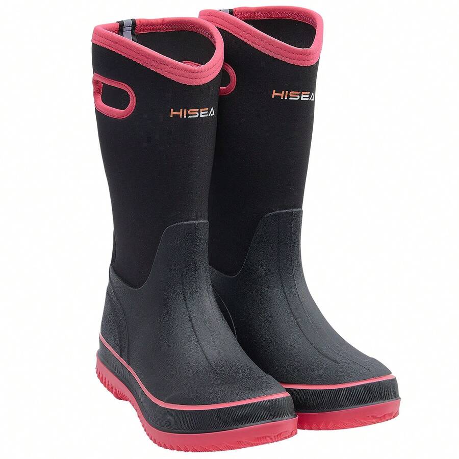 HISEA Rain Boots For Women Mid Calf Rubber Boots High Quality Neoprene Insulated Barn Boots For Mud Working Gardening - 粉紅 - 查看 1