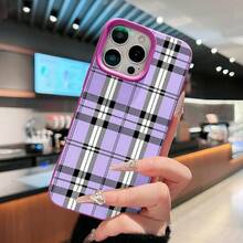 Purple Plaid Pattern Phone Case Compatible With Samsung Phone Cases  17  16 Pro Max  15 Pro Max  13 And  12 Made Of TPU Material Providing Shock And Drop Protection With A Chic And  Design Making It A Perfect Gift For Family Friends Loved Ones And Significant Others - Purple - View 2