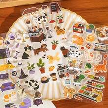 2 szt./opakowanie naklejek z kotami, urocze naklejki ze zwierzętami, naklejki do scrapbookingu DIY, odpowiednie do dzienników, rękodzieła, etui na telefony, notatników, dekoracji toreb - Wielokolorowe - Zobacz 8