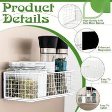 Large Magnetic Side Storage Rack - Strong Magnet, No Drilling Required, Kitchen Storage Organizer, Multi-Functional Storage Basket, Suitable For Refrigerator, Microwave, Washing Machine, Refrigerator Storage. - Multicolor - View 6