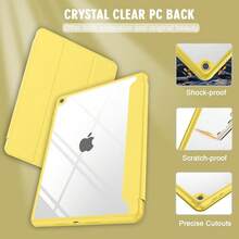 IPad 9th Generation Case 2021/IPad 8th Generation Case 2020 10.2 Inch With Pencil Holder, IPad 7th Gen 2019 Case With Clear Transparent Back, Auto Wake/Sleep Cover (Yellow),Yellow - 黃色 - 查看 7
