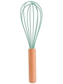 Wooden Handle Silicone Hand Mixer Whisk, Home Baking Cream Beater Stirring Tool - Multicolor - View 6
