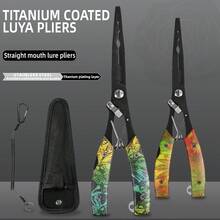 6pcs Multi-Functional Fishing Tool Set, Rust-Resistant Coated Heavy-Duty Fishing Line Cutter Pliers, Includes Lanyard, Pouch, Scissors, Fish Gripper, Stretch Buckle, Portable Outdoor Fishing Design, Ice Fishing Gear, Fishing Gift For Men - Multicolor - View 6