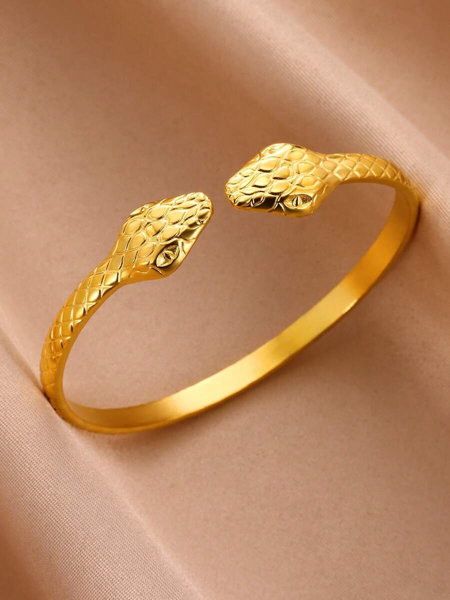 Stainless Steel Snake Bangle Bracelet For Women Vintage Gold Color Aesthetic Charm Bracelet Daily Wear Jewelry Gift - 1 - View 1
