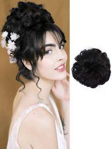 Multicolor Messy Bun Hair Pieces Wavy Curly Hair Pieces Synthetic Bun Ponytail Hair Extensions Thick Bun Hair Pieces Women 8 Inch ,Hair Elastics ,Hair Rubber Bands ,Scrunchies ,Hair Rope ,Elastic Hair Tie Head Accessories - Multicolor - View 15