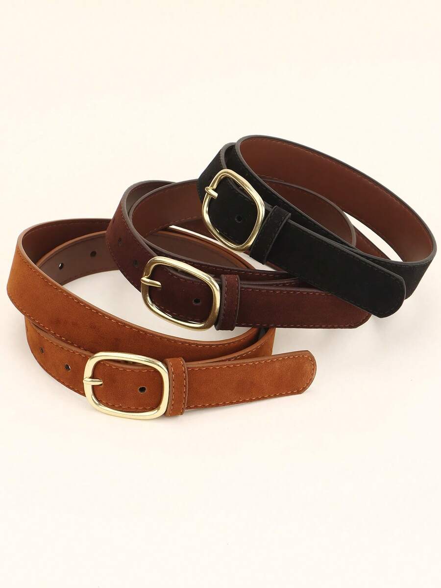 1pc Autumn/Winter New Ins-Style Retro American Suede Matte Leather 1.1 Inch Wide Waist Belt, Niche Personalized Cinched Waist Leather Belt, Western Style Fashion Versatile Slimming Design, New Style Pants Belt - Multicolor - View 1