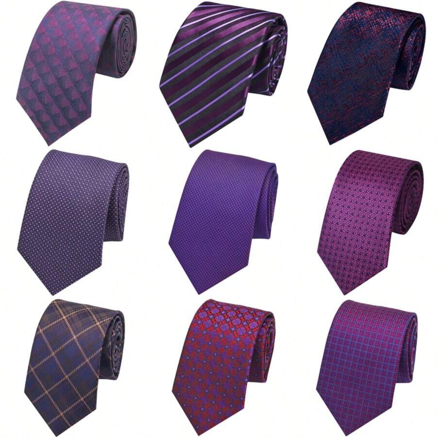 1pc Geometric Floral Print Paisley Striped Purple Casual Necktie, Polyester, Suitable For Work, Street, All Seasons, Hot Selling Promotion - Multicolor - View 1