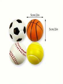 12pcs Full Print Ball Mini Decompressing Toys, Sponge Rebound Basketball Football Baseball Tennis,Packaged And Shipped At Random - Multicolor - View 3