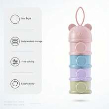 1个便携式侧开式婴儿奶粉罐，大容量婴儿食品储存盒，带独立隔层
