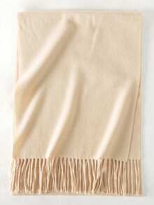 1条经典人字纹流苏纯色羊绒围巾，男女皆宜，时尚休闲防风保暖披肩，舒适羊毛毯围巾，适合日常佩戴，秋冬季节适用。 - 杏色 - 查看 6