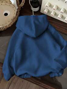 Tween Boy "67" Numeral & Letter Graphic Print Fleece Lined Pullover Sweatshirt Sweatshirt, Warm & Comfortable For Autumn/Winter