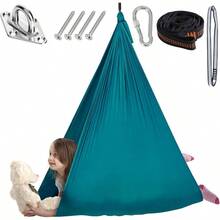 Chihee Hamaca sensorial para terapia de columpio para interiores y exteriores para niños incluye herramientas incluidas suave y transpirable nailon para niños y adultos con autismo TDAHHammocks - Negro - Ver 1