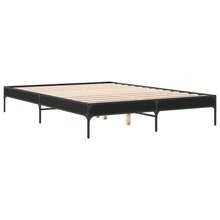 vidaXL Bettgestell Schwarz 140x200 Cm Aus Holzwerkstoff Und Metall - Black - View 3