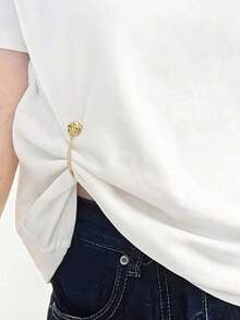 3pcs/Set Adjustable Magnetic Camellia Cuff Clips - Durable Alloy, Detachable Hem Clips, Suitable For T-Shirts, Dresses, Pants, Shorten Oversized Sleeves - Multicolor 2 - View 5
