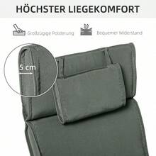 Outsunny Reclining Bed, Garden Sun Lounger Cushion With Detachable Head Pillow, Polyester Fiber + Cotton Cover, Grey, 198 X 53 X 5 - 1 - View 6