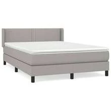 vidaXL Boxspringbett Mit Matratze, Hellgrau, 140x200 Cm, Stoff - Grau - Übersicht 3