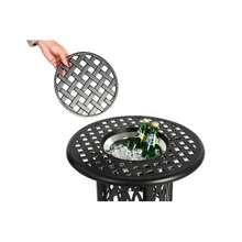 Aluminum-Tisch Im Freien Mit Eiseimer, Patio-Beistelltisch, Aluminium-Endtisch Mit Verstellbaren Fußpolstern, Kleiner Couchtisch Im Freien - 黑色 - 查看 8