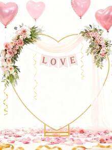 1 Set Heart Arch, Heart Balloon Stand, Birthday Decor, Wedding Decor, Engagement Decor, Proposal Decor, Valentine's Day Decor, Bridal Shower Decor, Anniversary Decor, Creative Floral Decor, Baby Shower Decor, Confession Ceremony Decor, Suitable For Flowers, Tulle, Balloons, Fits Various Occasions