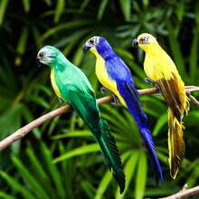 25/35厘米手工仿真鹦鹉创意羽毛草坪摆件动物鸟类花园鸟类道具装饰创意手工仿真鹦鹉动物鸟类花园道具装饰微型羽毛草坪娃娃摆件逼真人造大鸟羽毛假肩鹦鹉装饰模型用于装饰工艺品 - 紅色 - 查看 2