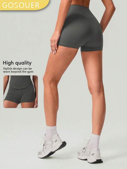 Women's High Waist Deep V Butt Lift Line Running Fitness Cycling Short