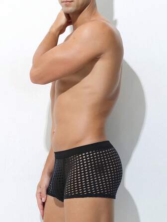 Men's Fashion Sexy Briefs, Casual Solid Color Mesh Design Breathable Comfortable Stretchy Lifting Briefs, Men's Underwear
