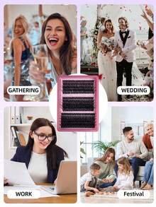 300pcs Fluffy Eyelash Clusters, 30D/40D/50D/60D/70D/80D/90D/100D Individual Lashes, Thick Cluster Lashes Extensions, D Curl Lash Clusters, Single Lashes, 10-18mm Fine Cluster Lashes, Suitable For Travel, Daily Wear (Beginner Friendly), Wedding, Date, Party, Holiday, Ideal For Christmas/Halloween/Gift - 黑色 - 查看 6