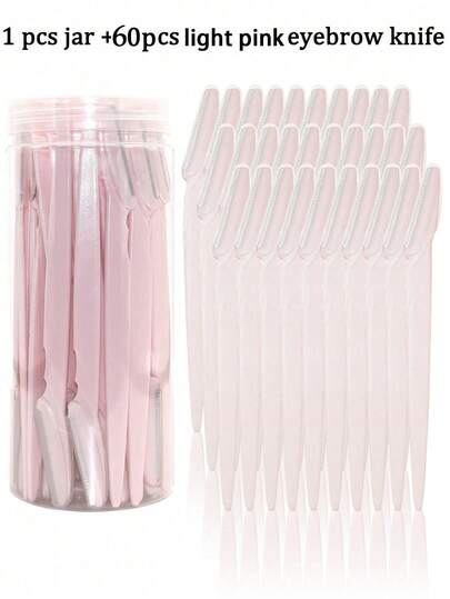 60/30/20/12/6pcs Set Light Pink Grooming Eyebrow Razor & Shaver Set, Eyebrow Trimmer & Shaver, Exfoliating Dermaplaning Tool, Body Hair Removal Trimmer And Face & Eyebrow Razor Set Long Handle Blade With Precision Cover Women Eyebrow Shaping Tools Suitable For Or Travel Use Multi-Function Eyebrow Trimmer, For Eyebrow, Lip, Leg Hair & Gentle Effective Removal,Makeup,Cheap,Room Decor,Vanity,Travel,Bedroom,Makeup Accessories,Eyebrow Razor.,Giveaways,Travel,Cheap Stuff,Travel Essential