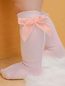 1双/2双圣诞红色袜子，新款女童蝴蝶结中筒袜，西班牙天鹅绒大蝴蝶结过膝袜，深红色公主袜，适合作为圣诞礼物和秋冬季穿着 - 紅色 - 查看 11