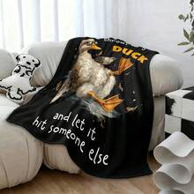 Cool Duck Sunglasses Flannel Throw Blanket, Humorous Motivational Design Soft Cozy Warm Lightweight Portable Blanket For Couch Sofa Bed, Gift For Men Women Friends Family, Travel Camping Car Office Use, Machine Washable All Seasons Comfort - Multicolor - View 6