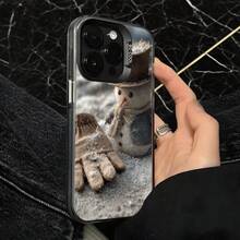 Funda de Teléfono Transparente con Muñeco de Nieve y Guante, Impresión de Escena Invernal para iPhone 14 13 12 Pro Max y  Galaxy S23 S22 S21, Opción de Regalo Ideal para Todas las Estaciones - Negro - Ver 4
