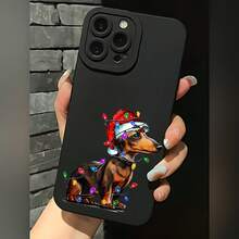2026 nuevo mate teléfono case,Phone Estuche Navidad perro salchicha Con Luces Y Papá Noel El sombrero es adecuado para  15 Profesional máximo  14 Profesional  13  12  galaxia S23. S22. 21 20 Teléfono Estuche pareja Teléfono Estuche Regalo Para Novio Novia Vacaciones Regalo, Adecuado para  11 a 17,  serie - Azul Klein - Ver 3