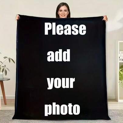 1pc Customized Blanket With Photo, Specially Soft Personalized Blanket, High-Definition Printed Custom Photo Blanket, Comfortable Customized Blanket. Customized Gift, Suitable For Girls, Boys, Adults, Grandparents, Daughters, Sons, Sisters, Parents, Valentine's Day Gift. Lightweight, Soft, Comfortable, Suitable For Bed, Sofa, Camping, Travel, All Seasons