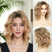 Peruca de fibra sintética elegante e fofa para estudante, corte bob moderno, tingida na parte superior, adequada para meninas de todas as idades, a roupa perfeita para sair no verão, adequada para todos os cenários