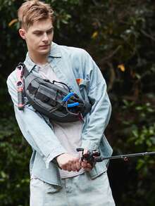 Geantă de piept crossbody multifuncțională pentru exterior, cu un singur umăr, nouă pentru bărbați, capacitate mare de depozitare multistrat pentru naveta, călătorii, geantă de talie sport, geantă pentru echipamente în aer liber rezistentă la uzură și portabilă