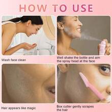 面部剃毛喷雾、保湿去角质喷雾、亮肤去角质喷雾、面部去角质喷雾（液体干燥成粉末后使用） - 塑料瓶装，非气雾剂