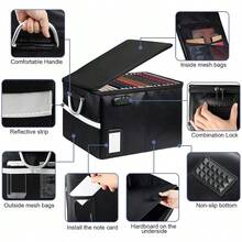 Fireproof File Storage Organizer Box With Lid, Collapsible Folder Document Box - Black - View 8