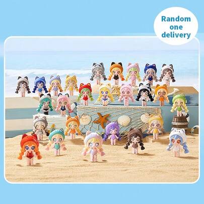 Miniso HOLA Dopamine Cat Series Blind Box, Desain Kucing Lucu Berbaju Renang, Bahan PVC Berkualitas Tinggi, Warna Cerah, Pengiriman Acak, Koleksi Dekorasi Meja, Hadiah Ideal untuk Pecinta Boneka (1 Buah Acak)