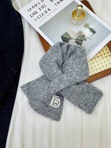 1 件儿童柔软保暖针织围巾，百搭厚款交叉围脖，适合男孩和女孩，秋冬 - 1pc - 查看 10