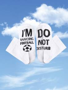 Men's And Women's Four Seasons Fun Socks, Men's Mid Socks, Men's Short Socks, Women's Mid Socks, Women's Short Socks, Fun Socks, Fun Text "I'm Watching Football Don't Disturb Me", Patterns Suitable As Holiday Gifts For Couples, Suitable For Daily Home Travel And Office - Multicolor - View 5