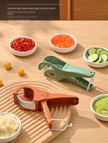 2 piezas Rebanador de acero inoxidable para verduras y frutas, cuchillo para cortar zanahorias, plátanos, pepinos, herramientas de cocina para ensaladas - Multicolor - Ver 6