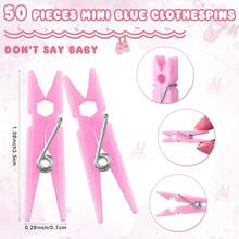 51pcs Baby Shower Game Set, Includes "Don't Say Baby" Sign And 50pcs Plastic Baby Shower Clothespins, Baby Shower Party Supplies For Gender Reveal - Pink - View 3